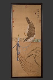 A parrot painting by Huizong of the Song Dynasty on paper