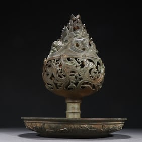An Exquisite overseas bronze Boshan furnace with holder ornament