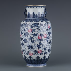 An Exquisite Qianlong period of the Qing Dynasty - blue and white with color blessing pattern