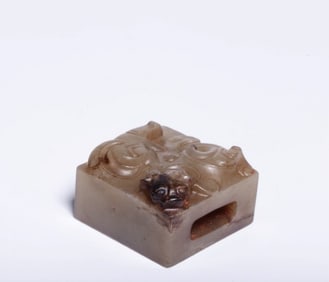 An Exquisite Hetian jade dragon wear with a seal