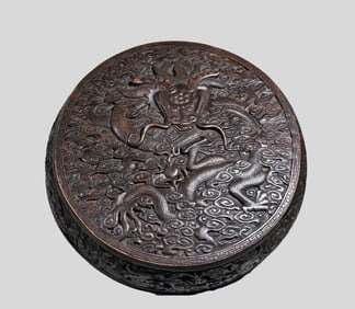 One piece of Qing Dynasty morning incense wood dragon pattern lid box