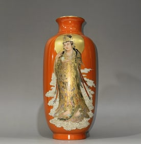 A piece of the Qianlong year of the Qing Dynasty red thangka Buddha statue painted with gold