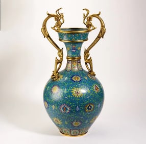 One piece cloisonné enamel Ssangyong pan bottle