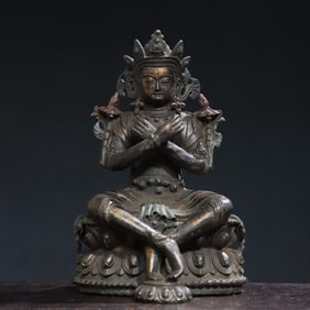 A bronze gold Tibetan Maitreya Buddha statue