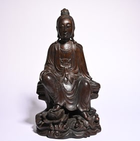 An agarwood Guanyin study ornament