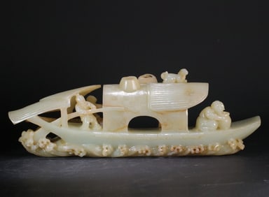 A piece of Hetian Jade boat ornaments
