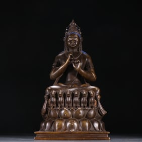 A Qing Dynasty bronze statue of Guanyin