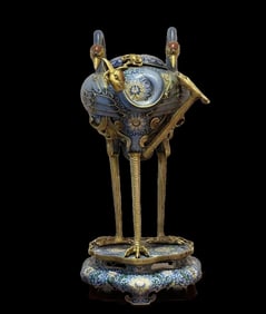 One piece of copper gilt cloisonné cloisonné enamel Three Cranes Ruyi smoker