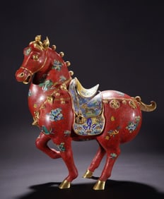 One piece of cloisonné enamel tang horse Ornament