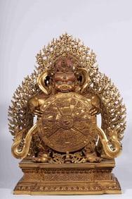 A Qing Dynasty bronze gilt six-way reincarnation King Kong statue