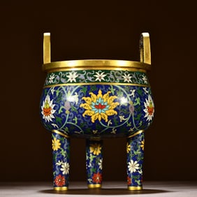 A piece of bronze gilt cloisonne incense burner