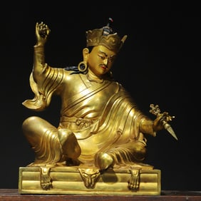 A bronze gilt painted Dharma protector Buddha statue