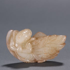A Qing Hetian jade flying lady carving