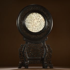 A piece of rosewood inlaid and Tian jade hollow interstitial ornaments
