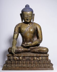 A piece of Qing Dynasty two-color alloy copper wrong silver does not move as Buddha