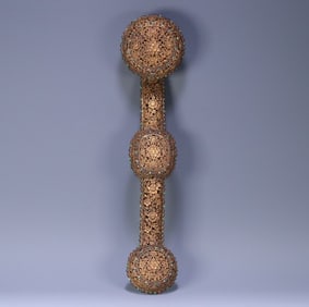 An old collection of Qing Dynasty bronze gilt entwined flower Ruyi ornaments