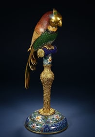 A cloisonné enamel parrot