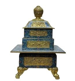A piece of cloisonné enamel square elephant foot lavender