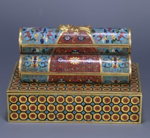 A Qing Dynasty cloisonne study lid box