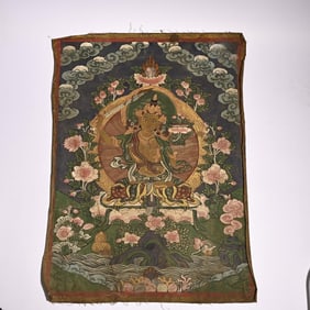 A thangka green tara ornament