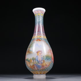 A bottle of clear material enamel window figure appreciation