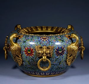 One piece cloisonné enamel rich goose pen wash