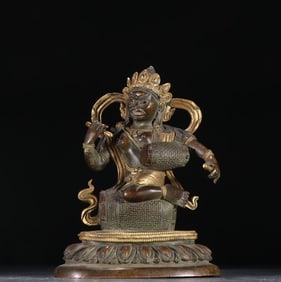 A Qing Dynasty bronze gilt statue of the Buddha Mother