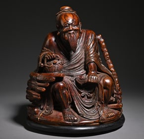 A bamboo carved old man's study ornament