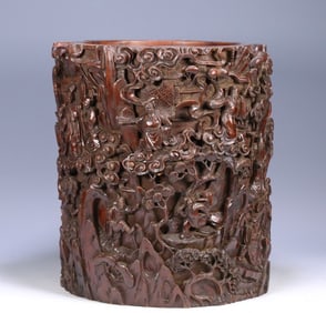 A piece of Qing Dynasty Huanghuali Eight Immortals large pen holder