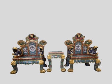 Collection of fine copper tires handmade cloisonné enamel cloisonné (three-piece set of dragon