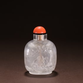 A piece of Qing crystal carved Fu Lu Shouxian snuff bottle