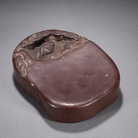 A stone carving carved lion inkstone