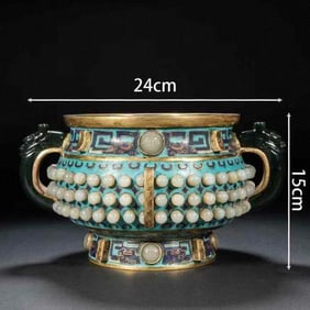 A cloisonné inlay Hetian jade incense burner
