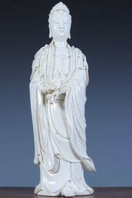A statue of Guanyin in the Dehua kiln scroll