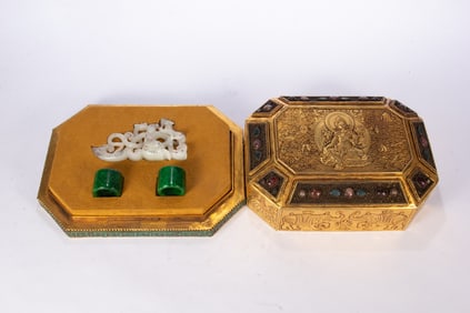 A bronze gilt treasure box