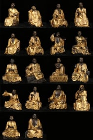 A piece of bronze gilt eighteen arhats