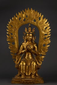A piece of bronze gilt Maitreya Bodhisattva