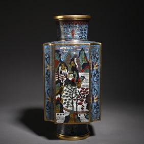 An old collection of cloisonné enamel landscape Quartet scholar's ornaments