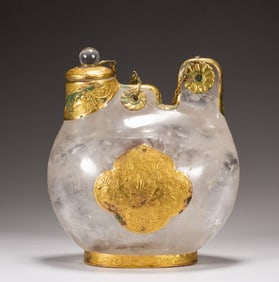 A piece of crystal-clad gold leather pouch pot
