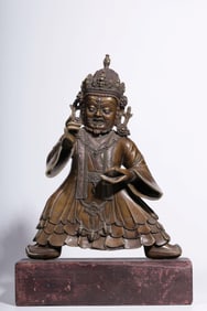 A Qing Dynasty alloy bronze silver Vajrapani Bodhisattva statue