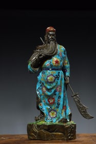 A treasure cloisonne martial arts god of wealth Guan Gong statue