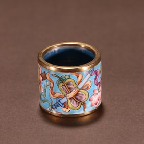 A piece of Qing bronze painting enamel dark eight immortal pattern wrench