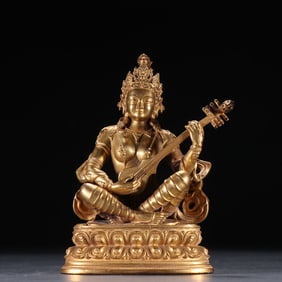 A bronze gilt Miaoyin Buddha mother seated statue