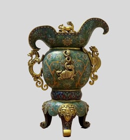 One piece cloisonné enamel wine bottle