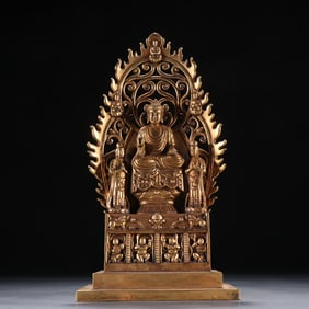 A bronze gilt statue of Shakya Buddha