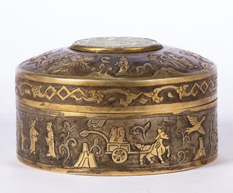 A bronze gilt jade box