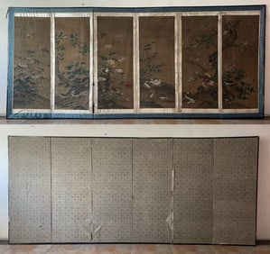 A Song Dynasty Song Huizong silk four-foot six-open screen