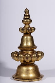 A piece of Qing Dynasty bronze gilt Kadam Tower