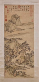 A Dong Bangda landscape on silk vertical scroll