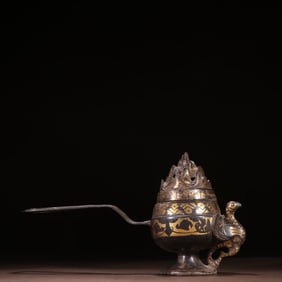 A piece of Han bronze wrong gold and silver phoenix pattern furnace